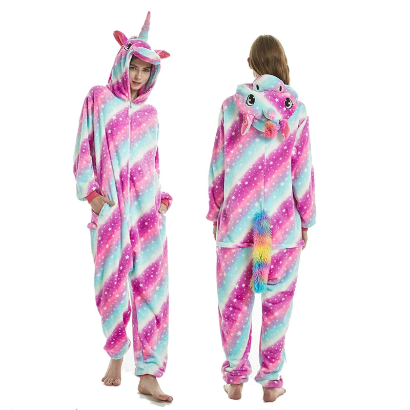 Пижама Kigurumi с единорогом для взрослых женщин кугуруми пара зима 2020 теплая Милая