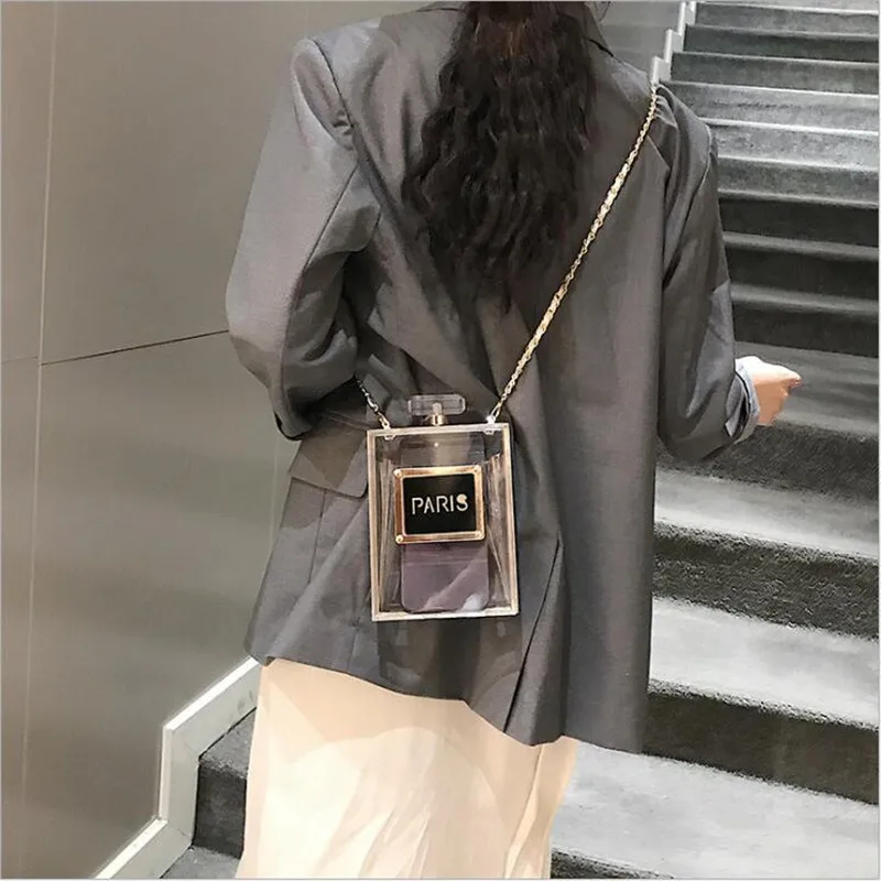 

Acrylic Women Casual Black Bottle Handbags Wallet Paris Party Toiletry Wedding Clutch Evening Bags transparent bag women 2020