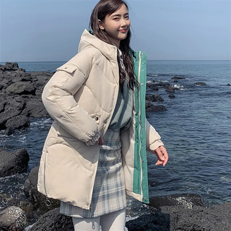 

Winter Women Coat Parkas Solid Hooded Jacket 2019 Casual Outerwear New Zipper Loose Thick Long Sleeve Coat Plus Size
