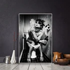 Привлекательные женские постеры на стену в туалете и принт для женщин с сигаретой поп-арт на холсте Черно-белые канделябры принты для домашнего декора стен