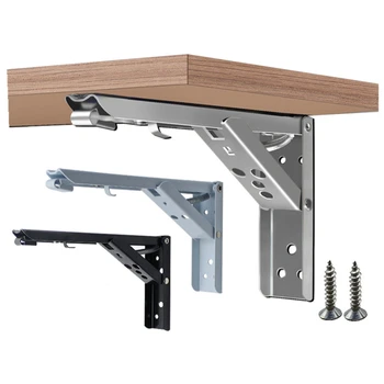 2Pcs 8-14 inch Triangle Folding Angle Bracket Heavy Support Adjustable Wall Mounted Bench Table Shelf Bracket Furniture Hardware