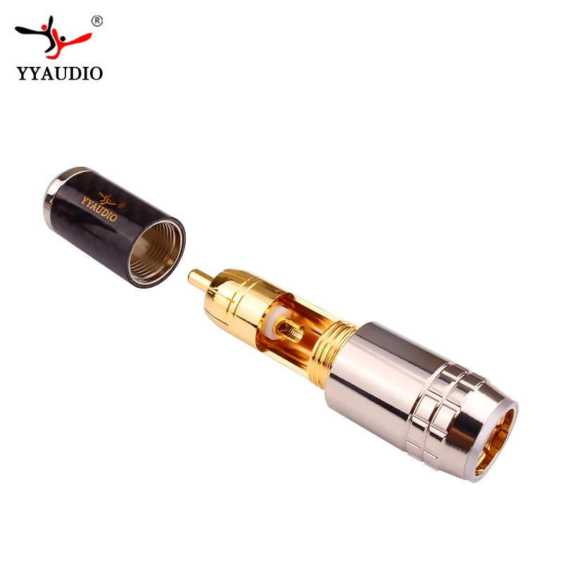 High End 24K Gold plated Brass Male RCA Plug Connector Adapter With Lock Hifi Audio Video AMP TV AV DVD Signal Cable DIY | Электроника