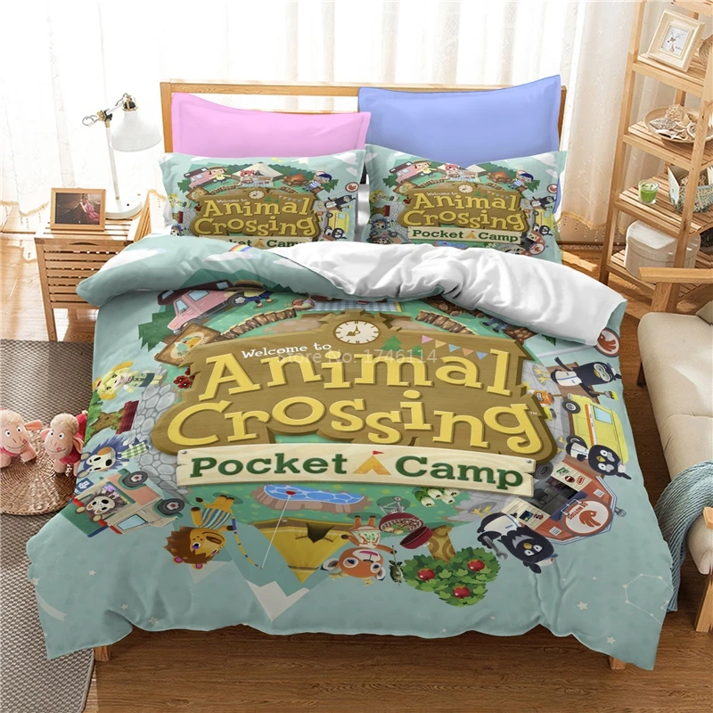 

Animal Crossing Game 3D Cartoon Bedding Set Duvet Cover Pillowcases Set Soft Bed Linens Bedclothes Twin Full Queen King Size