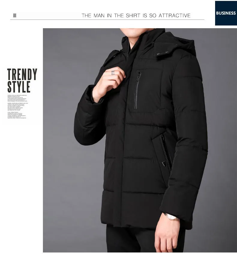 New Men's Winter Down Jacket High Quality Thick Winter Middle-Aged Warm Long Coat Cotton Clothes Men Parkas