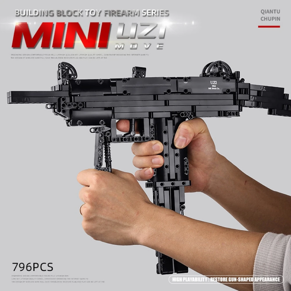 

Игрушечный пистолет MOULD KING Block Gun MOC, мини модели пистолет УЗИ, конструктор, кирпичи для сборки, обучающие игрушки для детей