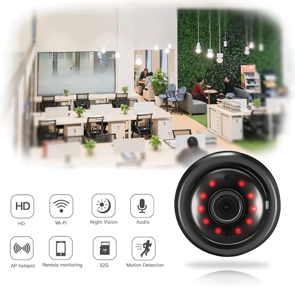 Ip-камера, мини Wifi камера с инфракрасным ночным видением, 2 способа аудио трекер движения для домашней безопасности, детский монитор V380