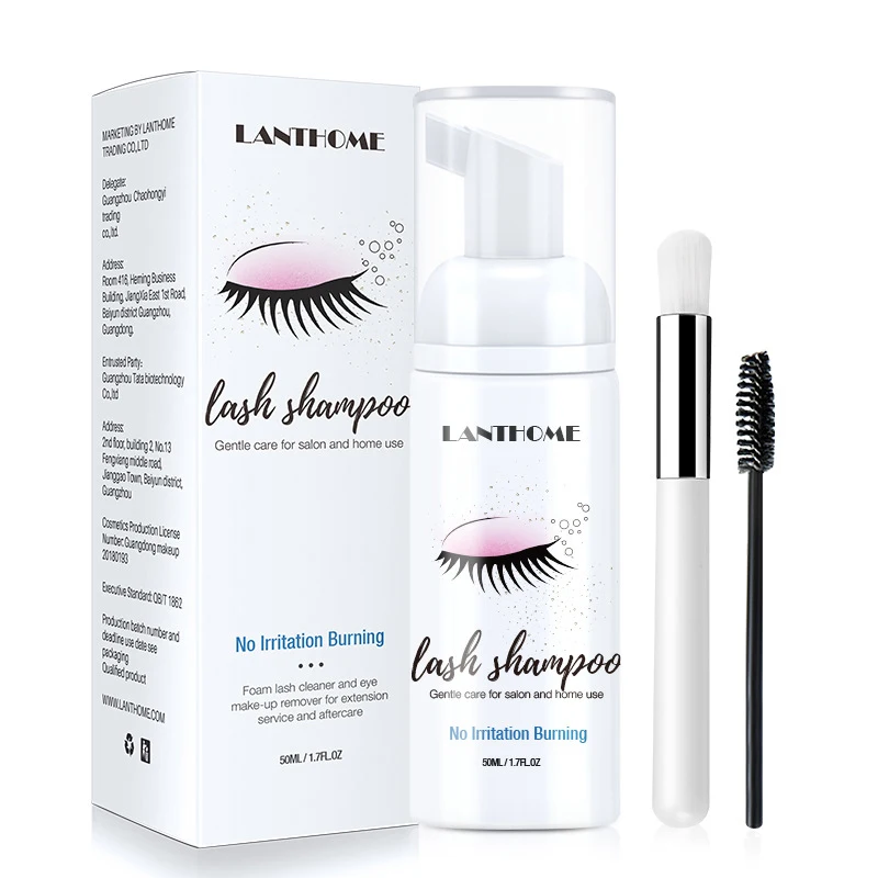 

50ml Professional Eye Lashes Foam Cleaner Individual Eyelash Extension Cleanser Shampoo Eyelashes Makeup Remover + Brush