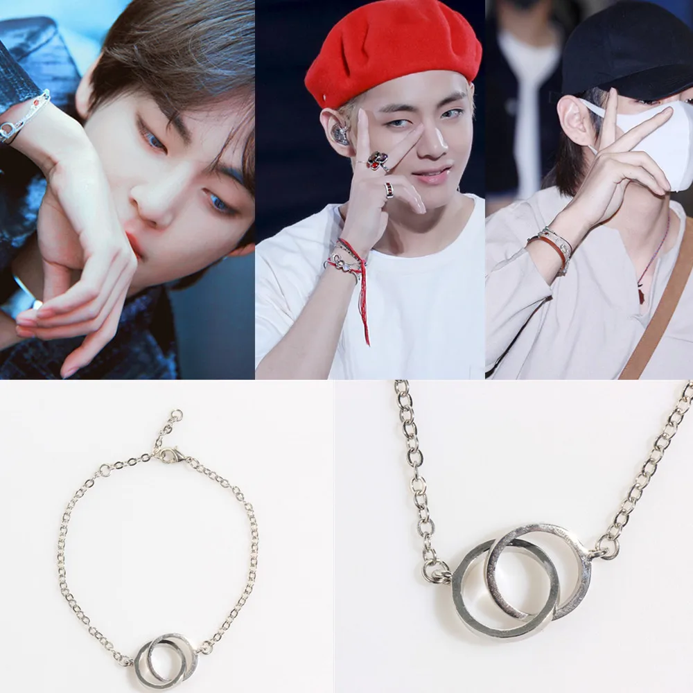 KPOP браслет Kim Tae Hyung V в том же стиле модный подарок одноцветное кольцо маленькие