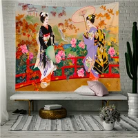 japanese tapestry wall fabric geisha wall hanging tapestry women polyester door curtain kitchen restaurant wall home decoration