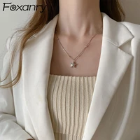 foxanry 925 stamp clavicle chain necklace for women accessories new trendy elegant vintage star pendant party jewelry