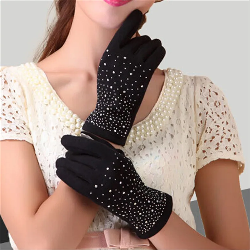 G030 Black VIIANLES/кружевные кашемировые перчатки, женские модные теплые зимние теплые перчатки, лыжные ветрозащитные защита для рук, удобные перчатки - Color: G030 Black