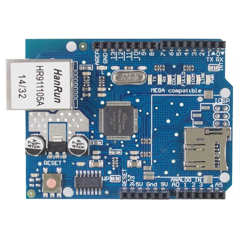SunFounder Ethernet щит W5100 Для Arduino UNO R3 Mega 2560 1280 A057|shielded rj11|shield bearingshield mold |