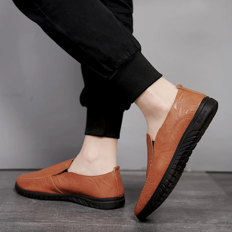 

Мужские повседневные кожаные туфли, роскошные брендовые новые модные лоферы, легкие Мокасины, нескользящая однотонная обувь для вождения, ...