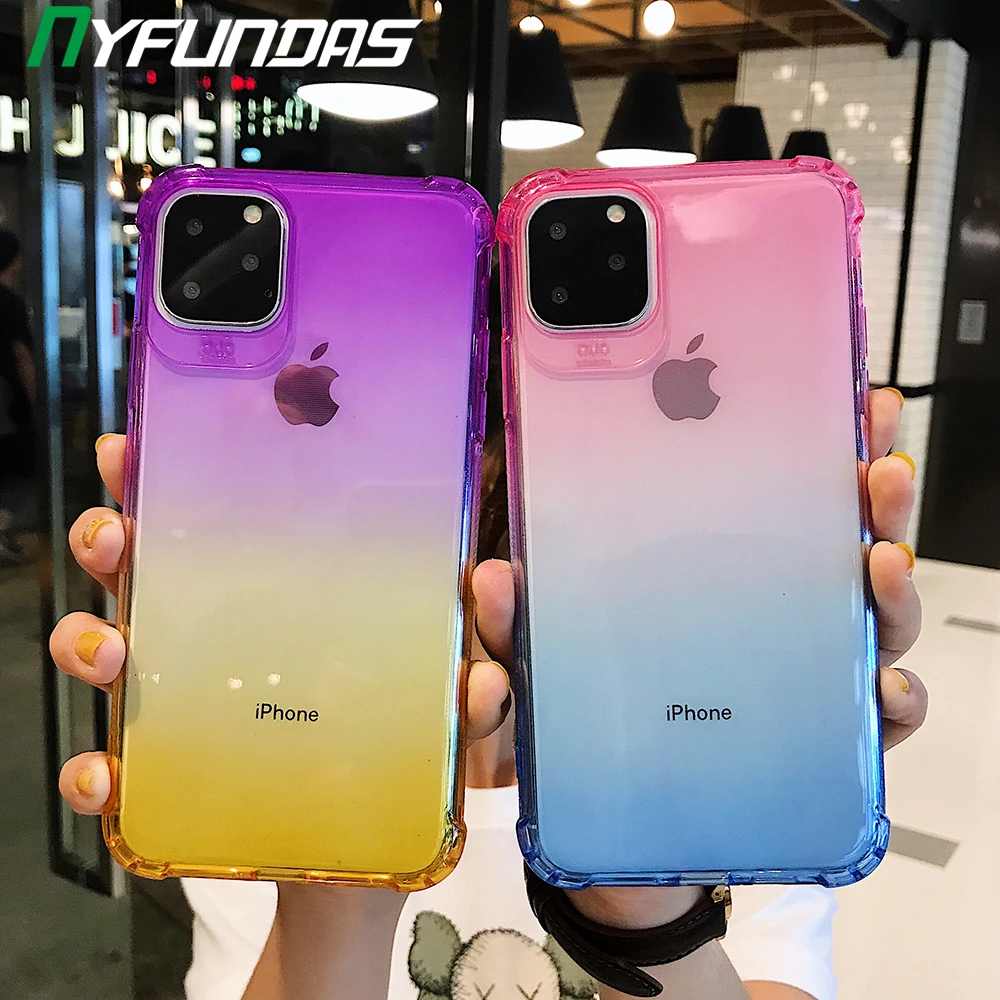 Радужный градиентный телефонный чехол для iPhone 11 pro Max XR XS MAX X 360 противоударный Iphone