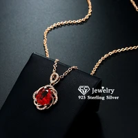 cc vintage necklaces pendants for women cubic zirconia red stone bridal wedding engagement necklace fine jewelry colar ccn501