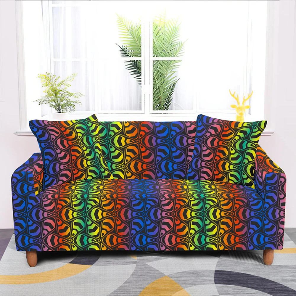 Elastic Spandex Geometric Sofa Cover Tight Wrap All-inclusive Sectional Couch Covers for Living Room Love Seat Furniture | Дом и сад