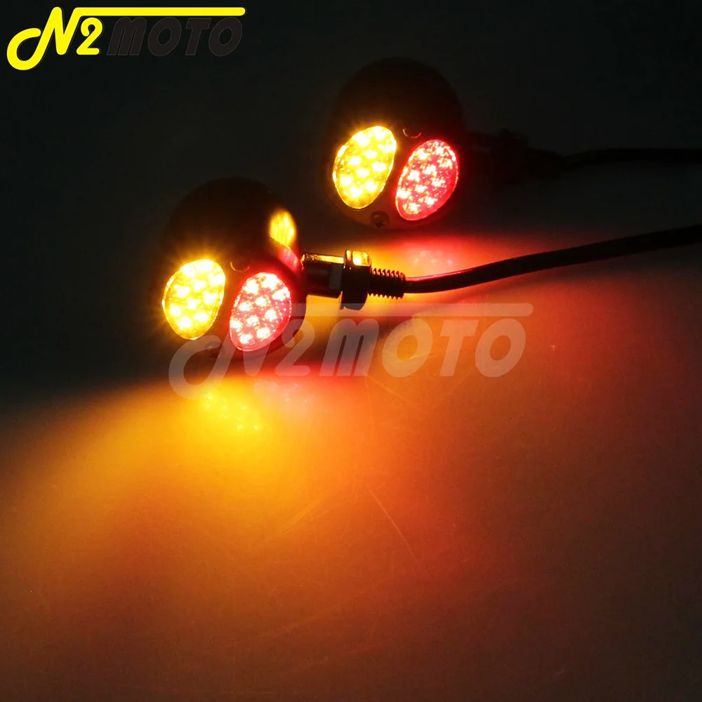 Хромированный светодиодный поворотник для мотоцикла Красный с янтарным