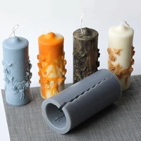 carved cylindrical scented candle silicone mold diy handmade soap gypsum clay resin making mould home decoration ornaments