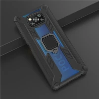 heavy duty armor magnetic metal ring shockproof case for xiaomi poco x3 nfc soft silicone clear back cover for poco m2 f2 x3 pro
