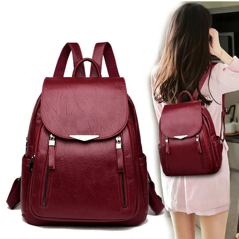 

2021 women's backpacks travel backpacks PU leather women's backpacks shoulder bags Mochila Joker soft leather women's backpacks