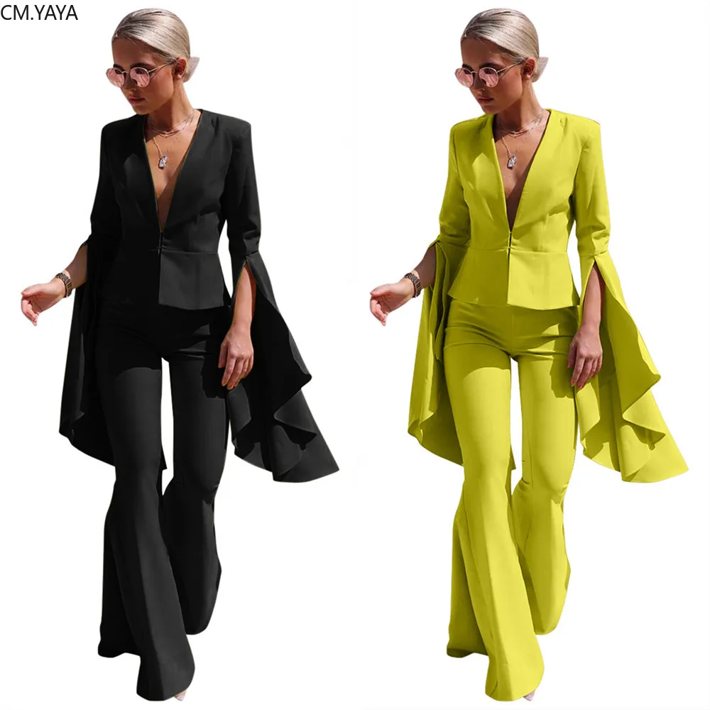 GL осень зима костюмы нерегулярные длинный рукав фонарик блейзеры + штаны костюм