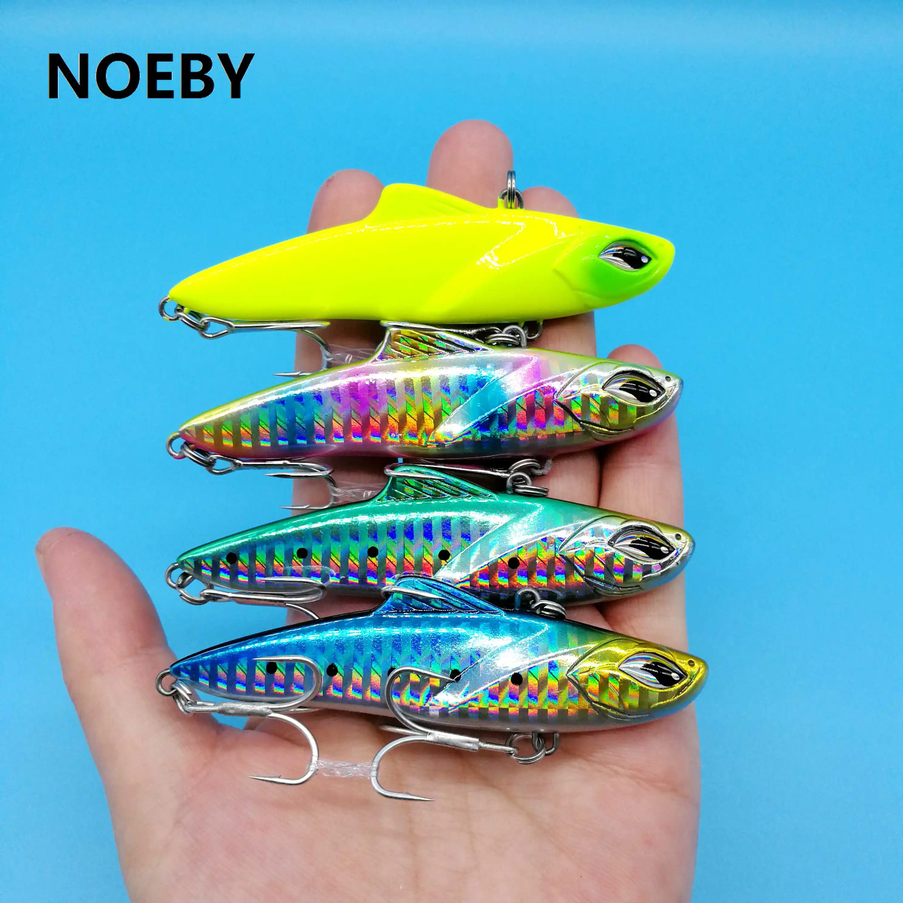 

NOEBY 4PCS/Lot Fishing Lure Vibration Sinking VIB 28g/85mm 4Colors Isca Artificial Metal Vibe Lures for Sea Fishing