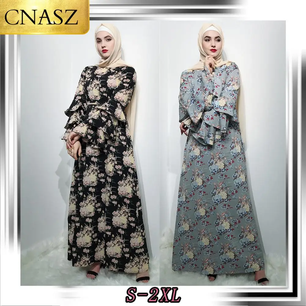 Новинка 2019 г. женская модная мусульманская юбка с длинным рукавом турецкое