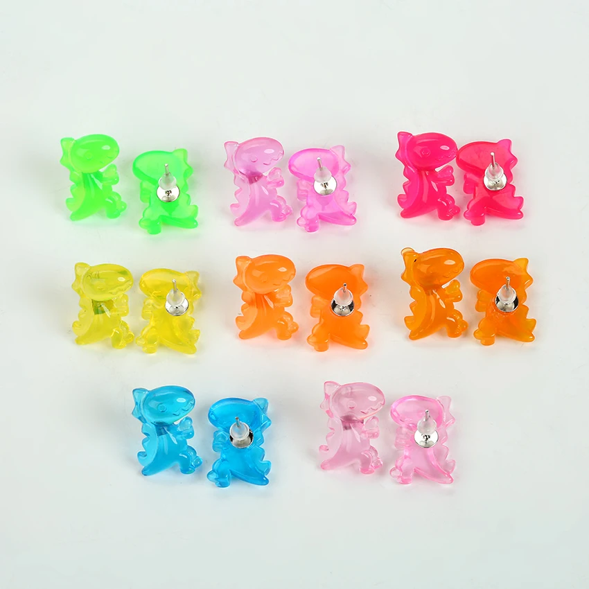 1pair 23*13 mm Colorful Cartoon Resin Dinosaur Stud Earrings for Kids Girls Teens Jewelry | Украшения и аксессуары