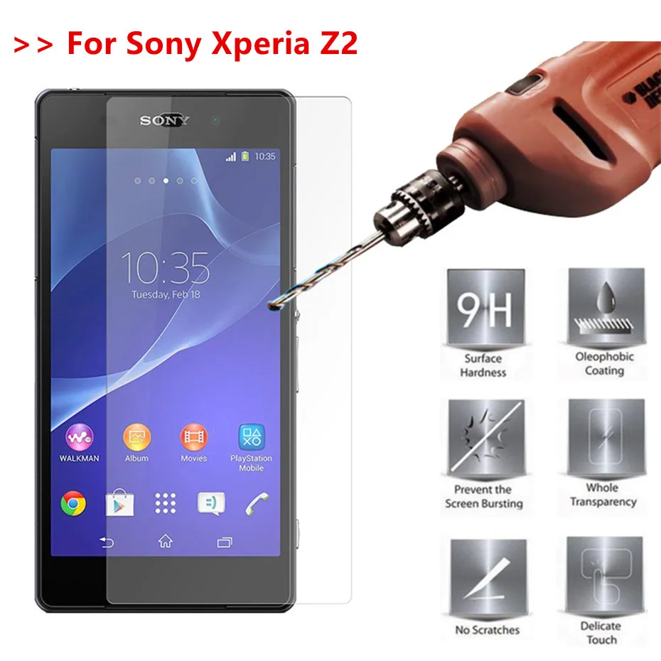 9H Защитное стекло для sony Xperia Z2 D6502 D6503 D6508 D6543 Защитная пленка экрана закаленное