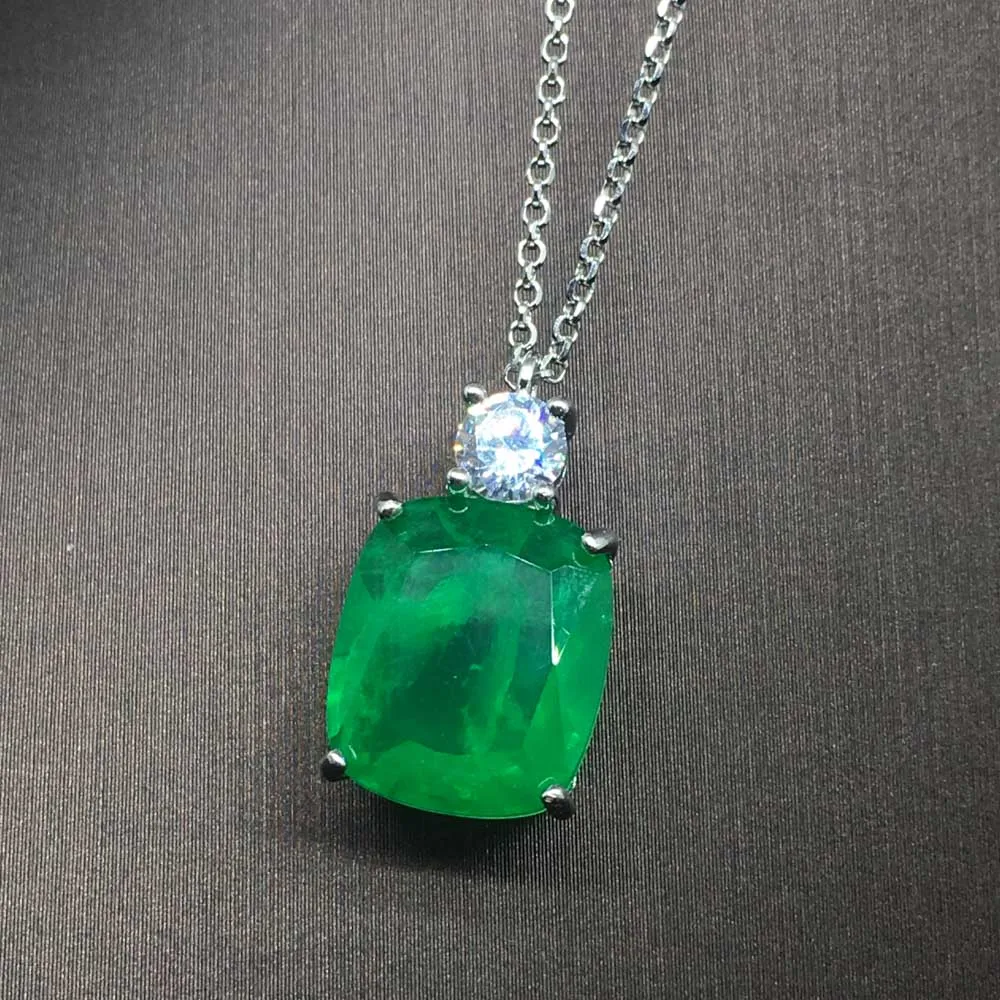 CSJ подвеска с изумрудом из стерлингового серебра 925 пробы Серебряная Подушка 12*14