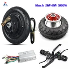 Мотор-колесо для скутера, бесщеточный контроллер, 8 дюймов, переднее колесо, 36 В, 48 В, 500 Вт, для Электродвигатель для ступицы колеса