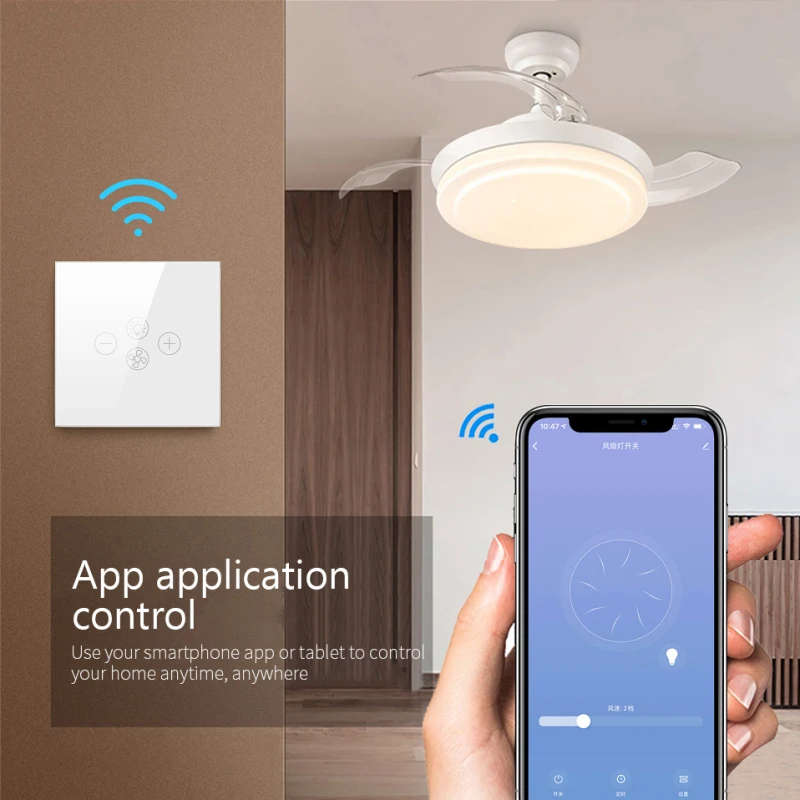 

Tuya Wifi Fan Light Switch Smart Ceiling Fan Lamp Switch With Various Speed Voice Controlled By Alexa Google Home Smart Switch