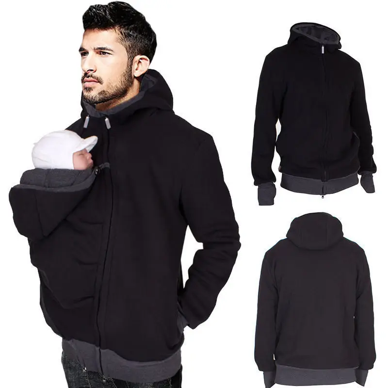 Europe And America Explosive New Pullover Two-In-One Multi Functional Kangaroo Dad Fall And Winter Men's Hoodie For Baby Straps