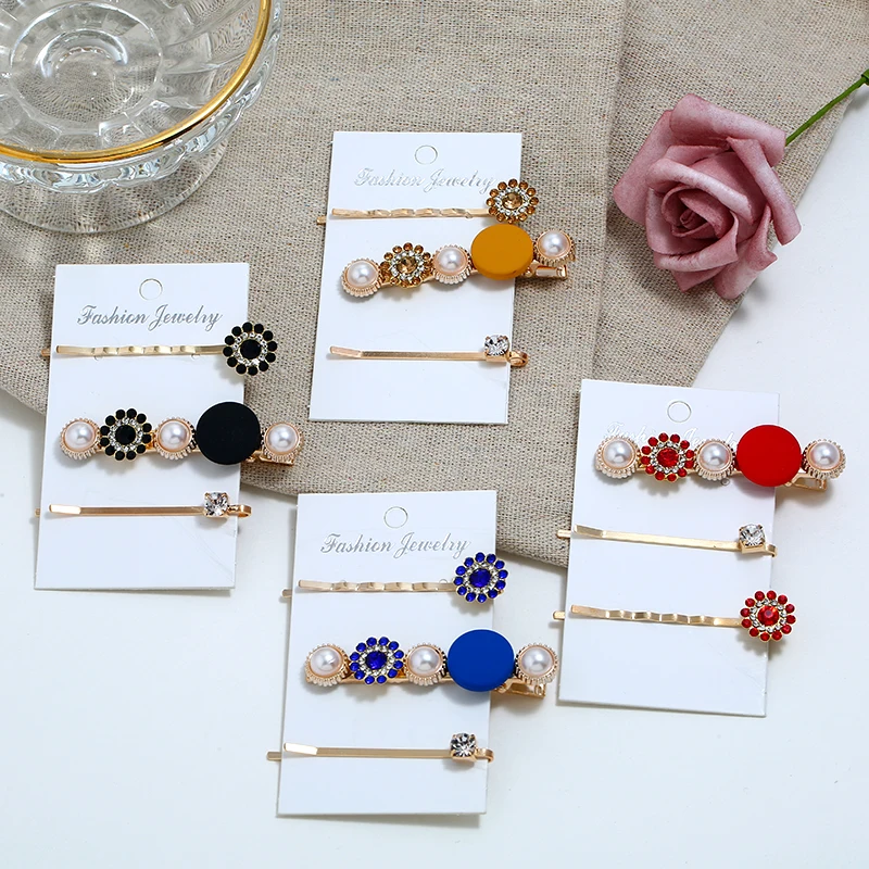 HOCOLE модные жемчужные металлические заколки Заколки для женщин Красочные Бусины