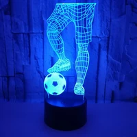 football lover 3d led night lights kids bedside sleep decoration girls 7 colors changing remote control touch table lamp home