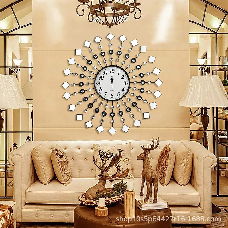 

Металлические современные дизайнерские настенные часы для гостиной, уникальные алмазные скандинавские настенные часы, маятник, аксессуар...