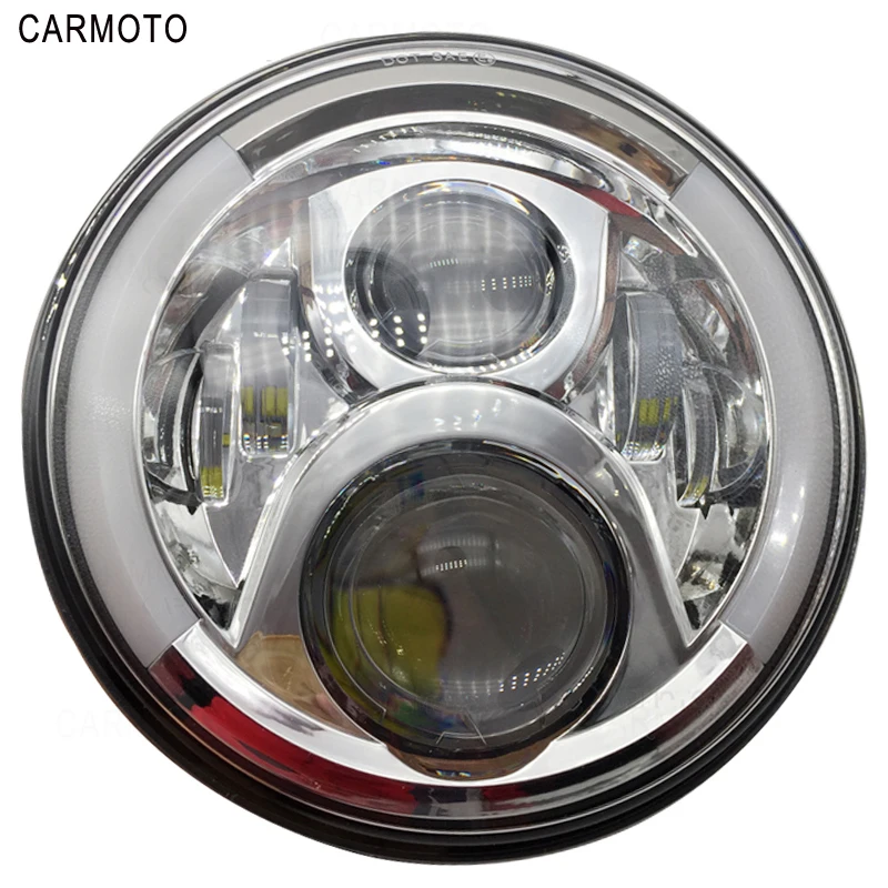 1pcs 7 Inch DOT SAE E9 Motorcycle Headlamp with angle eye Led Headlight 7inch housing bucket trim ring for Touring Electra Glide