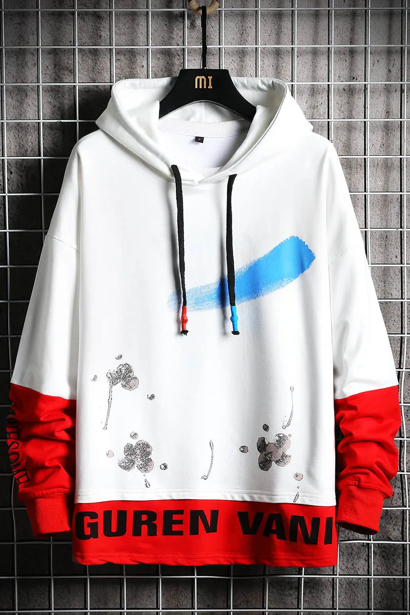 

Mens Hoodies Winter Fleece Streetwear Hip Hop Men Hoodie Sweatshirts Hoodies Patchwork Pullover Men Winter Fleece Sweatshirts
