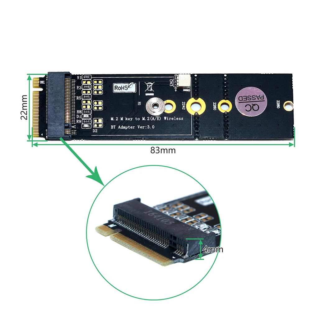 M.2 Wifi адаптер беспроводной Wi Fi Bluetooth ПК NGFF ключ A к M Адаптер для Intel 8265 9060|Сетевые