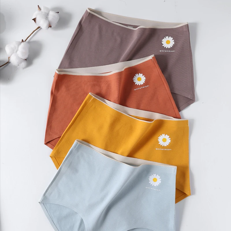4 шт./лот женские трусы однотонное нижнее белье хлопковое удобное приятное для