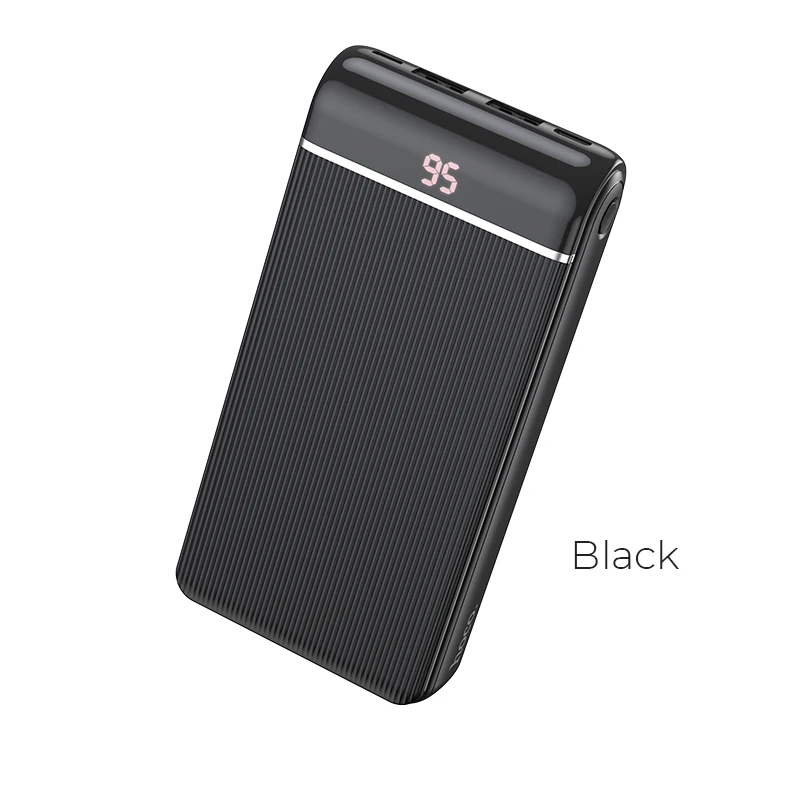 HOCO power Bank 20000 мАч портативный Встроенный кабель для быстрой зарядки Невидимый держатель для iphone 11 X XS Max XR Внешняя батарея - Цвет: Черный