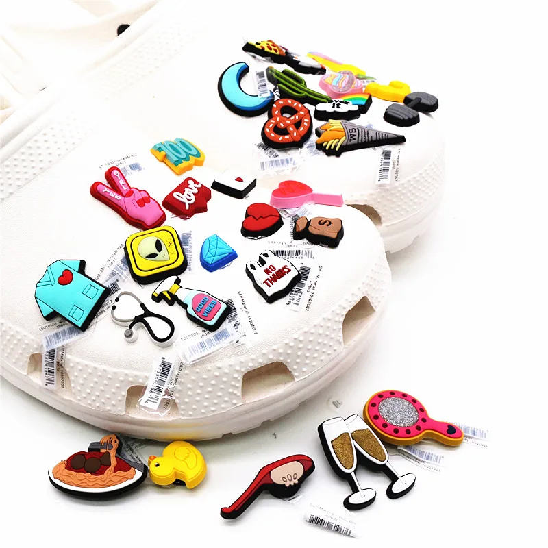 31 Kinds of Fitness Medical Food Shoe Charms Accessories Cute Animals PVC Shoe Decoration for Croc jibz Kids Party X-mas Gifts