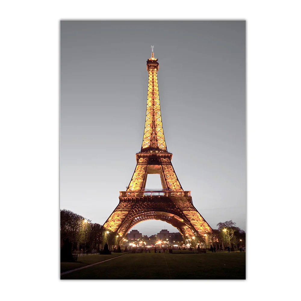 Скандинавский стиль черная Белая Башня уличная лампа Картина на холсте