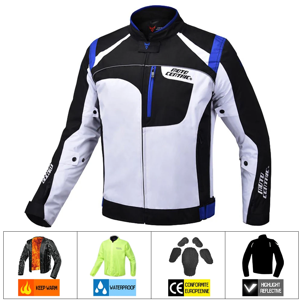 1901-Blue Jacket MOTOCENTRIC, Мужская мотоциклетная куртка, Мото куртка, бронежилет, водонепроницаемый, для езды, для гонок, Jaqueta, Chaqueta, для мотокросса, мотоциклетная куртка - Цвет: 1901-Blue Jacket