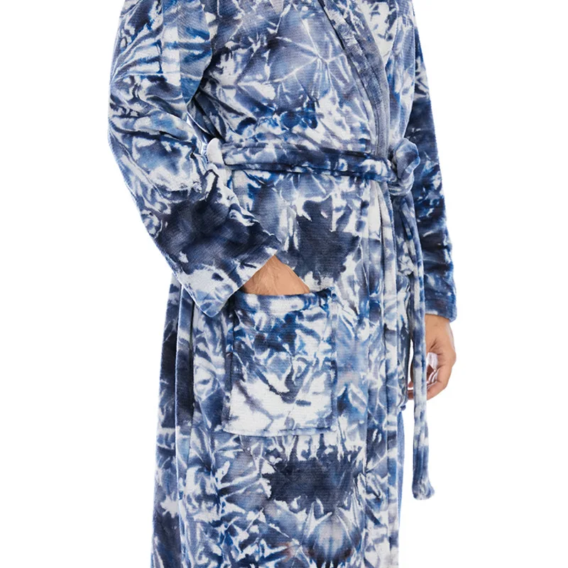 High quality home wear flannel pajamas tie-dye pajamas winter thickening home clothing long sleeve long pajamas2021