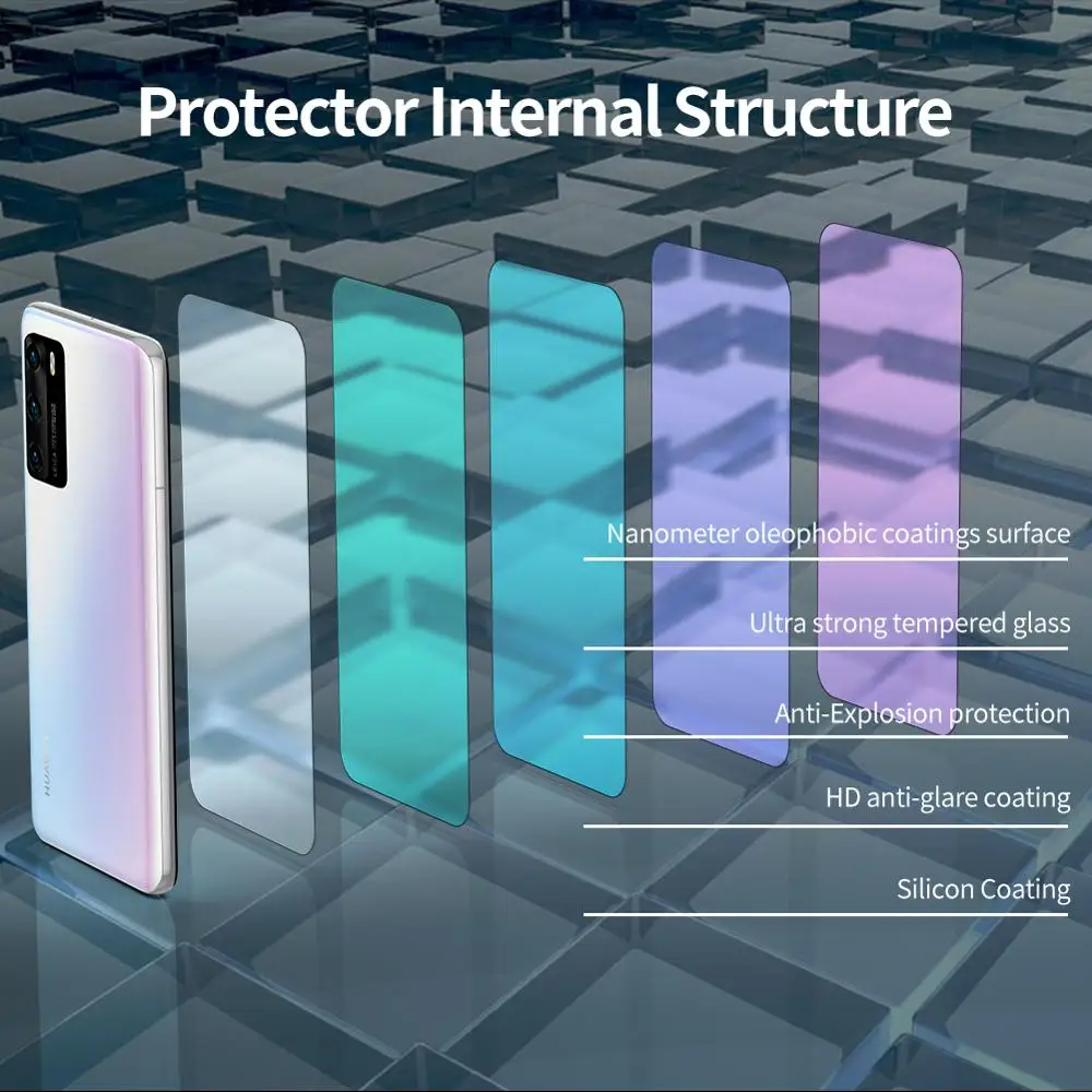 

Huawei P40 Tempered Glass Screen Protector Nillkin 9H Hard 3D Full Coverage Safety Protective Clear Glass for Huawei P40 Lite