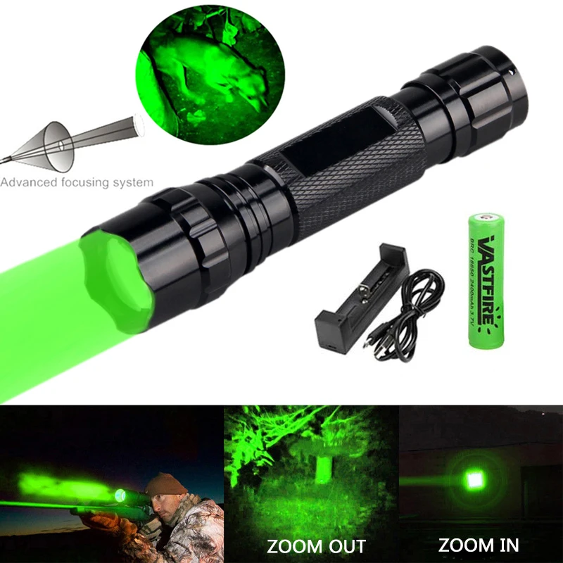 300 ярдов Zoomable оружейный светильник зеленый/красный/IR 850nm флэш-светильник Хищник Варминт свинья охотничий страйкбол фонарь+ 18650+ USB зарядное устройство