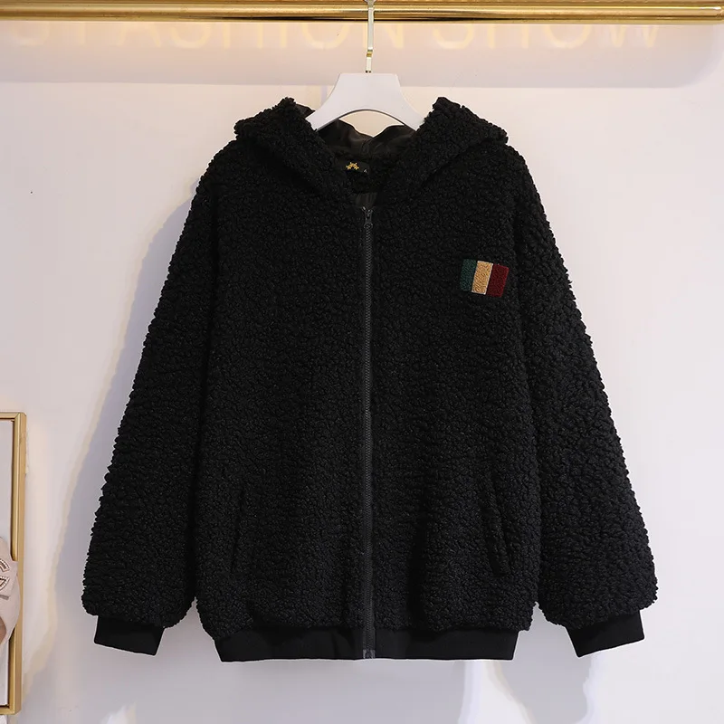 

Женская осенне-зимняя флисовая куртка с капюшоном и карманами, размеры 3XL, 4XL, 5XL, 6XL