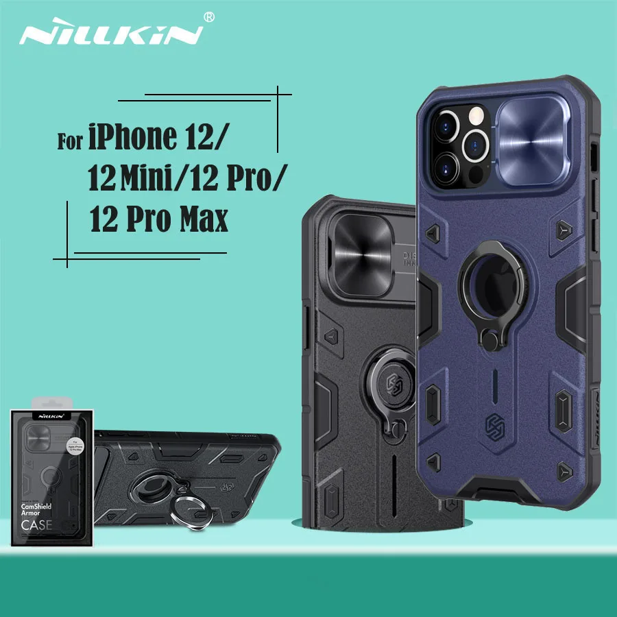 

For iPhone 12 Pro Max For iPhone12 Case NILLKIN CamShield Armor Case Slide Camera Ring kickstand Cover For iPhone 12 Mini 12 Pro