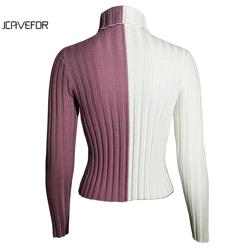 Осенне-зимние женские повседневные свитера с высоким воротником в стиле пэчворк